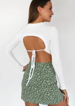 Jupes^Outfitbook Jupe courte fleurie avec fente et boutons VERT