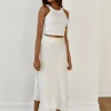 Jupes^Outfitbook Jupe en satin midi BLANC