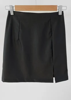 Jupes^Outfitbook Jupe fendue en similicuir noir