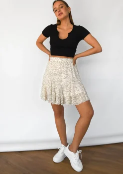 Jupes^Outfitbook Jupe fleurie à volants BEIGE