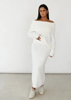 Jupes^Outfitbook Jupe longue en maille BLANC