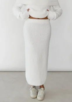Jupes^Outfitbook Jupe longue en maille BLANC