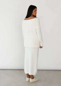 Jupes^Outfitbook Jupe longue en maille BLANC