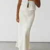Jupes^Outfitbook Jupe longue en satin IVOIRE