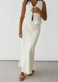 Jupes^Outfitbook Jupe longue en satin IVOIRE