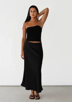 Jupes^Outfitbook Jupe longue en satin NOIR