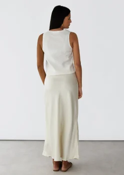 Jupes^Outfitbook Jupe longue en satin IVOIRE
