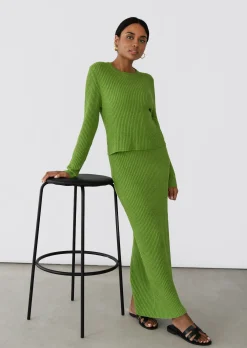 Jupes^Outfitbook Jupe longue maille VERT