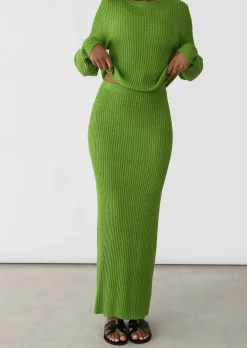 Jupes^Outfitbook Jupe longue maille VERT
