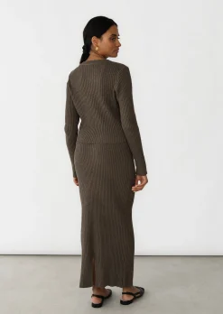 Jupes^Outfitbook Jupe longue maille MARRON