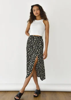 Jupes^Outfitbook Jupe mi longue imprimée NOIR
