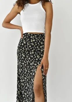 Jupes^Outfitbook Jupe mi longue imprimée NOIR