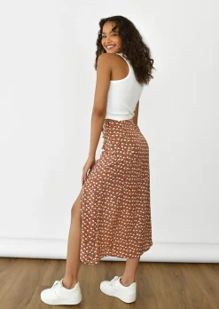 Jupes^Outfitbook Jupe mi longue imprimée marron BROWN