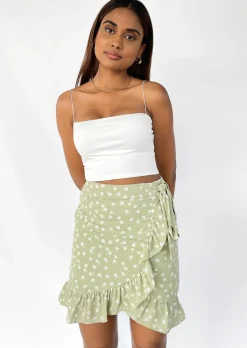 Jupes^Outfitbook Jupe e imprimée fleurie à volants VERT