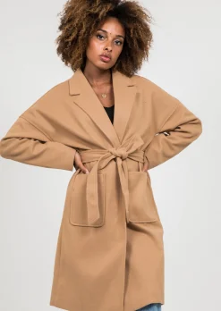 Vestes L Manteaux^Outfitbook Manteau long avec ceinture à nouer CAMEL