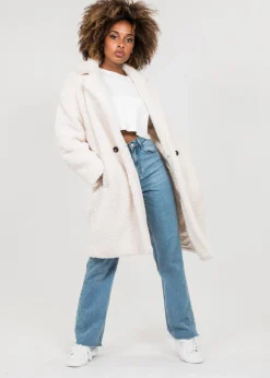 Vestes L Manteaux^Outfitbook Manteau long crème effet peau de mouton BEIGE