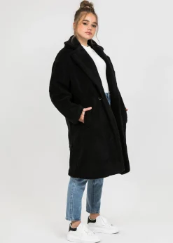 Vestes L Manteaux^Outfitbook Manteau long effet peau de mouton NOIR