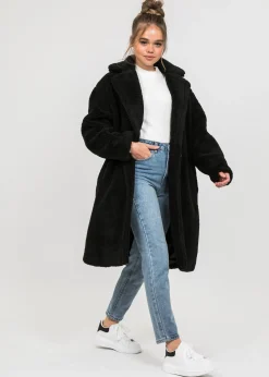 Vestes L Manteaux^Outfitbook Manteau long effet peau de mouton NOIR