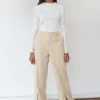 Pantalons^Outfitbook Pantalon fendu devant beige