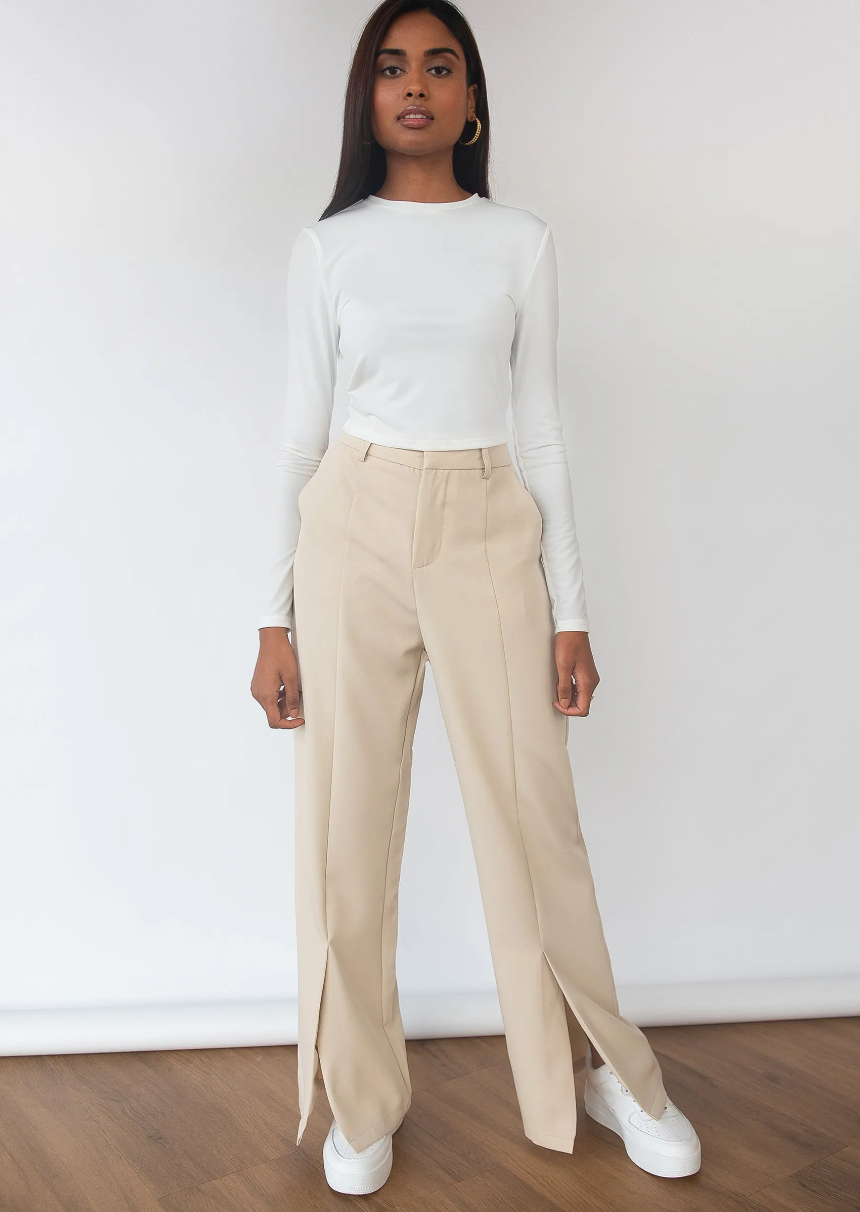 Pantalons^Outfitbook Pantalon fendu devant beige