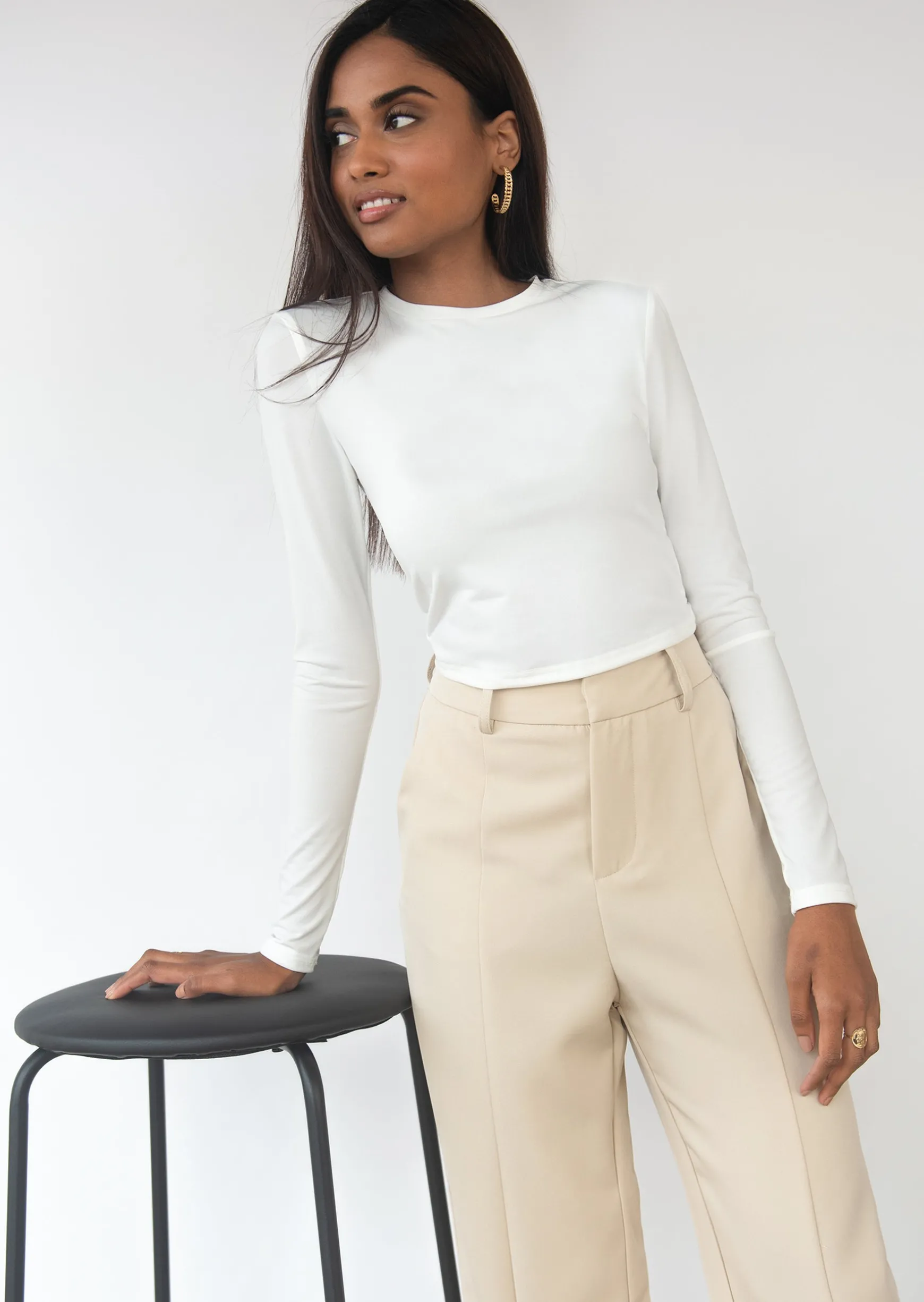 Pantalons^Outfitbook Pantalon fendu devant beige