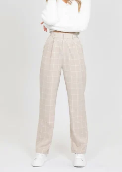 Pantalons^Outfitbook Pantalon taille haute à carreaux BEIGE