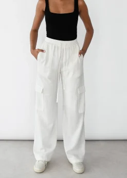 Pantalons^Outfitbook Pantalon cargo lin BLANC