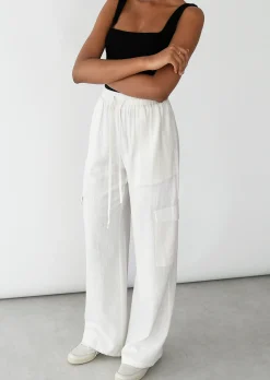 Pantalons^Outfitbook Pantalon cargo lin BLANC