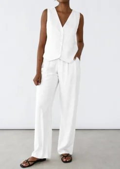Pantalons^Outfitbook Pantalon de costume en lin BLANC