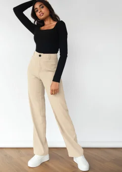 Pantalons^Outfitbook Pantalon droit ajusté - BEIGE
