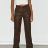 Pantalons^Outfitbook Pantalon droit similicuir fendu MARRON