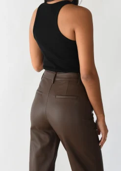 Pantalons^Outfitbook Pantalon droit similicuir MARRON