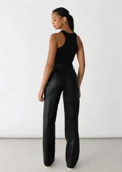 Pantalons^Outfitbook Pantalon droit similicuir NOIR