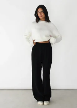 Pantalons^Outfitbook Pantalon en coton à taille élastique noir