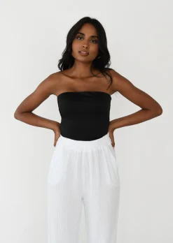 Pantalons^Outfitbook Pantalon en coton à taille élastique BLANC