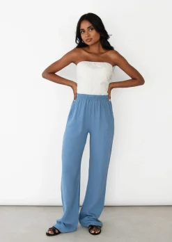Pantalons^Outfitbook Pantalon en coton à taille élastique BLEU