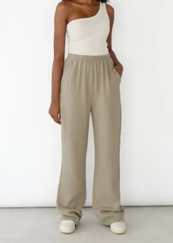 Pantalons^Outfitbook Pantalon en coton à taille élastique TAUPE