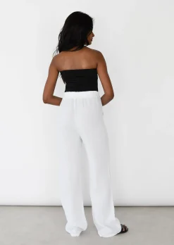Pantalons^Outfitbook Pantalon en coton à taille élastique BLANC