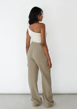 Pantalons^Outfitbook Pantalon en coton à taille élastique TAUPE