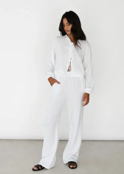 Pantalons^Outfitbook Pantalon en coton à taille élastique BLANC