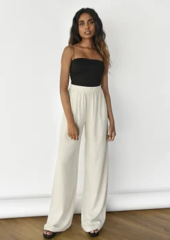 Pantalons^Outfitbook Pantalon en lin à taille élastique BEIGE