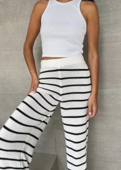 Pantalons | Hauts^Outfitbook Pantalon en maille à rayures BLANC