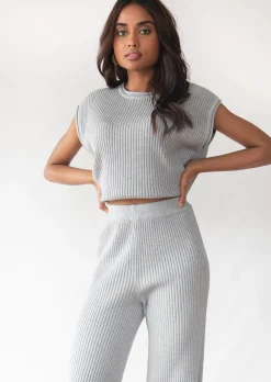 Pantalons^Outfitbook Pantalon en maille côtelée GRIS