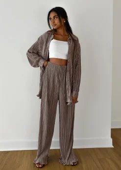 Pantalons^Outfitbook Pantalon en satin plissé TAUPE