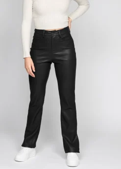 Pantalons^Outfitbook Pantalon en similicuir fendu noir