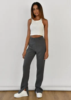 Pantalons^Outfitbook Pantalon fendu sur le côté GRIS