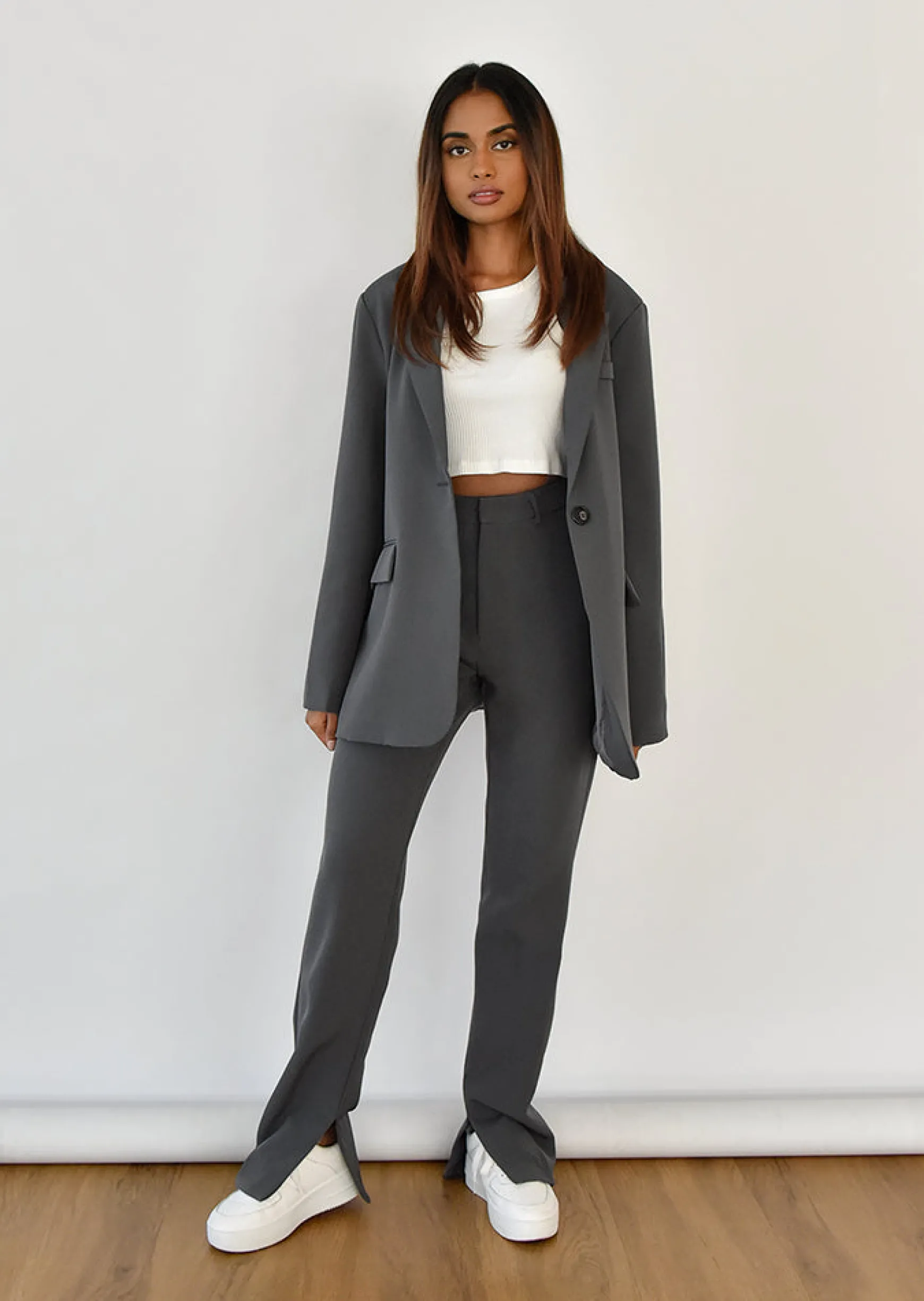 Pantalons^Outfitbook Pantalon fendu sur le côté GRIS