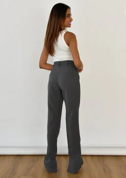 Pantalons^Outfitbook Pantalon fendu sur le côté GRIS