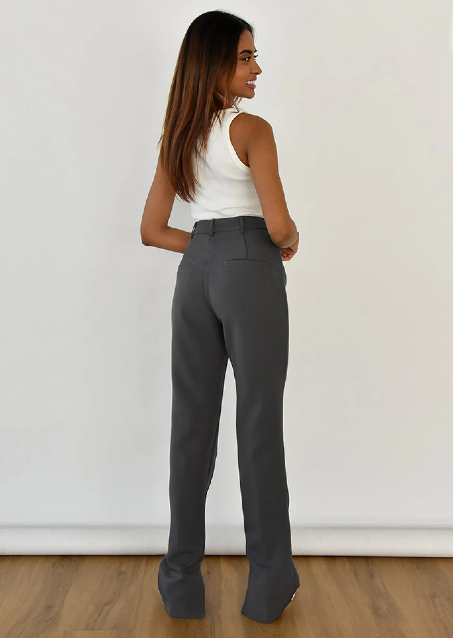 Pantalons^Outfitbook Pantalon fendu sur le côté GRIS