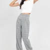Pantalons^Outfitbook Pantalon taille haute à carreaux gris
